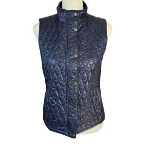Talbots Petites blue sleeveless mock neck puffy vest women's size SP